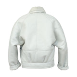 TIMOTHY MEN Shearling Leather Jacket in Cloud White