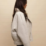 TIMOTHY Shearling Leather Jacket in Cloud White