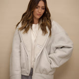 TIMOTHY Shearling Leather Jacket in Cloud White