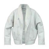 TIMOTHY MEN Shearling Leather Jacket in Cloud White