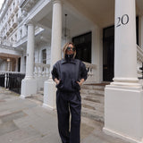 SIMPLY PERFECT Leather Trousers in Navy