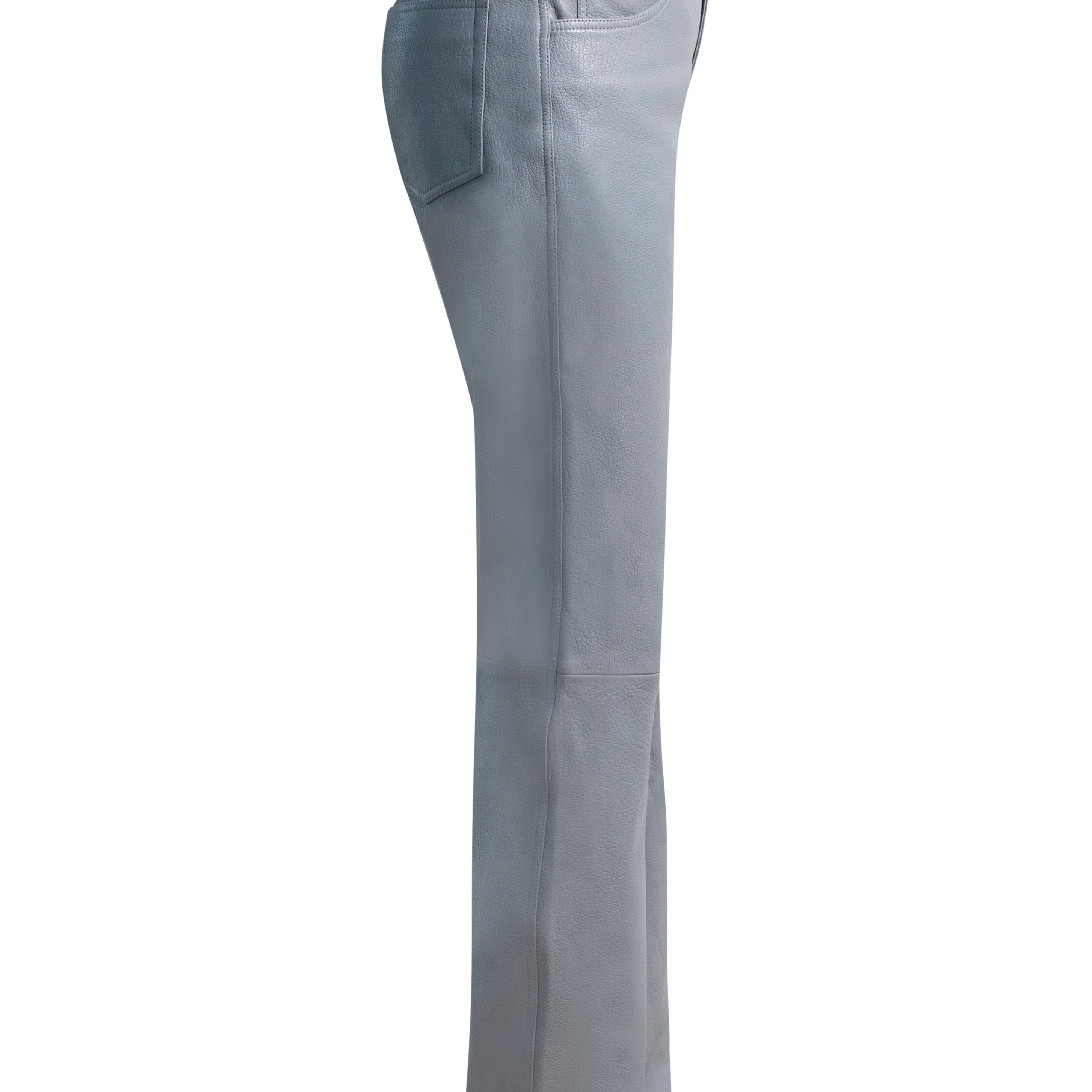 SIMPLY PERFECT Leather Trousers in French Grey