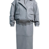 DIAMOND GIRL Leather Bomber in French Grey