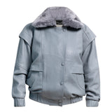 DIAMOND GIRL Leather Bomber in French Grey
