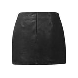 SIMPLY PERFECT Leather Skirt in Noir