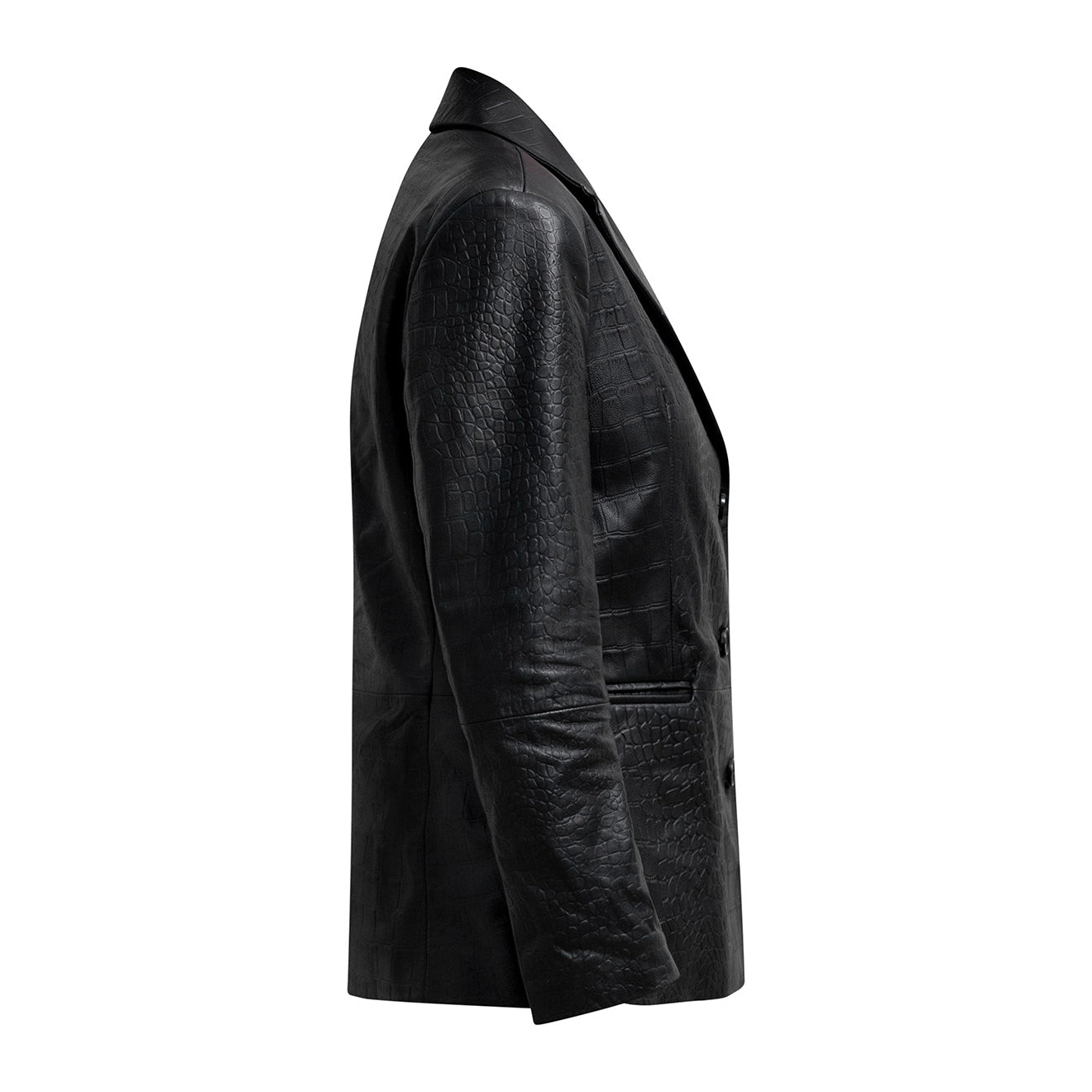 RUE Classic Leather Blazer in Embossed Croc