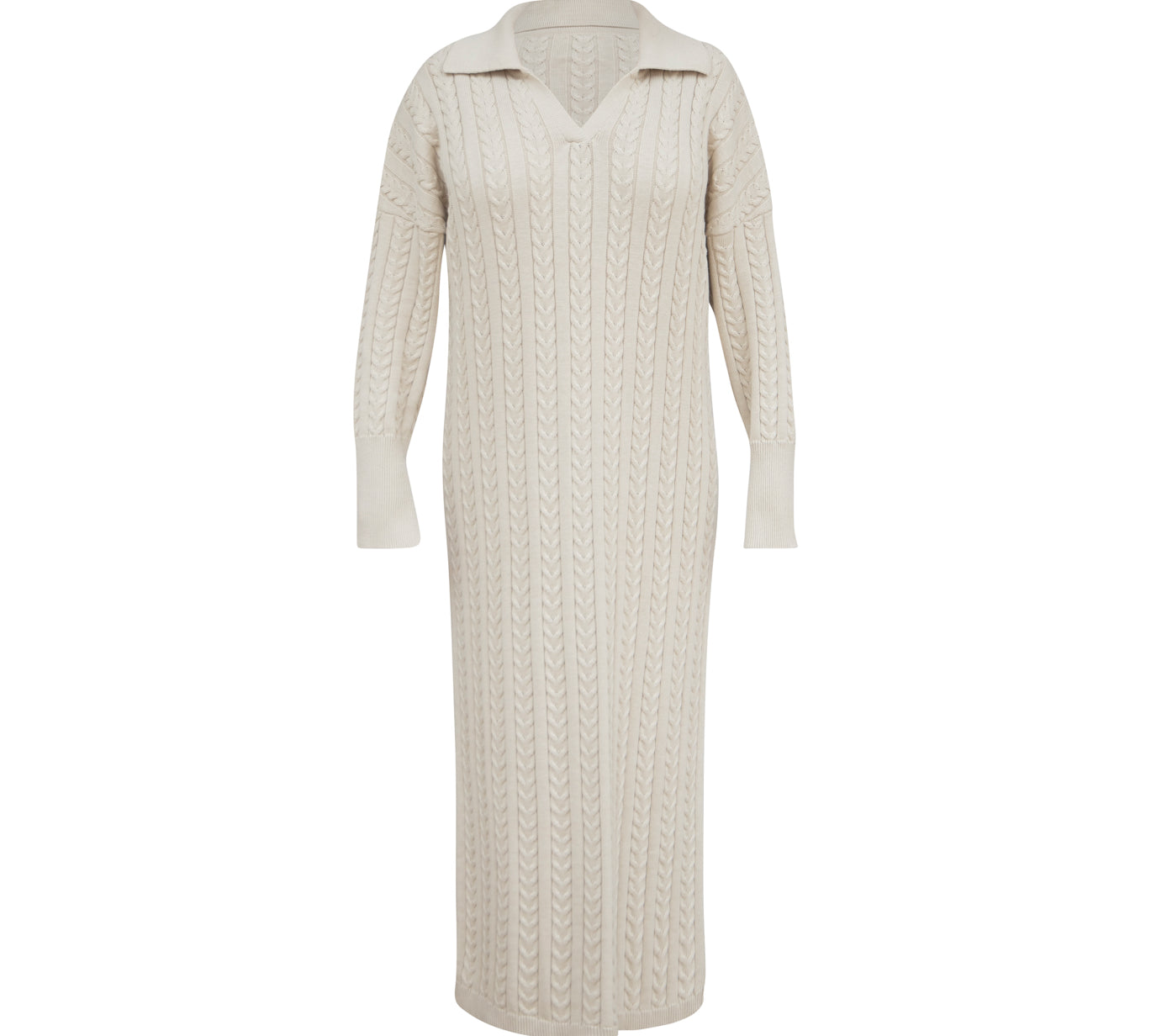 The Kensington Cable Knit Dress in Ecru