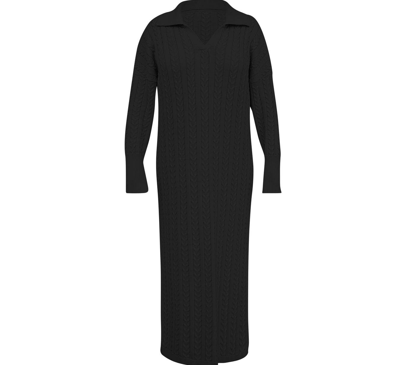 The Kensington Cable Knit Dress in Black